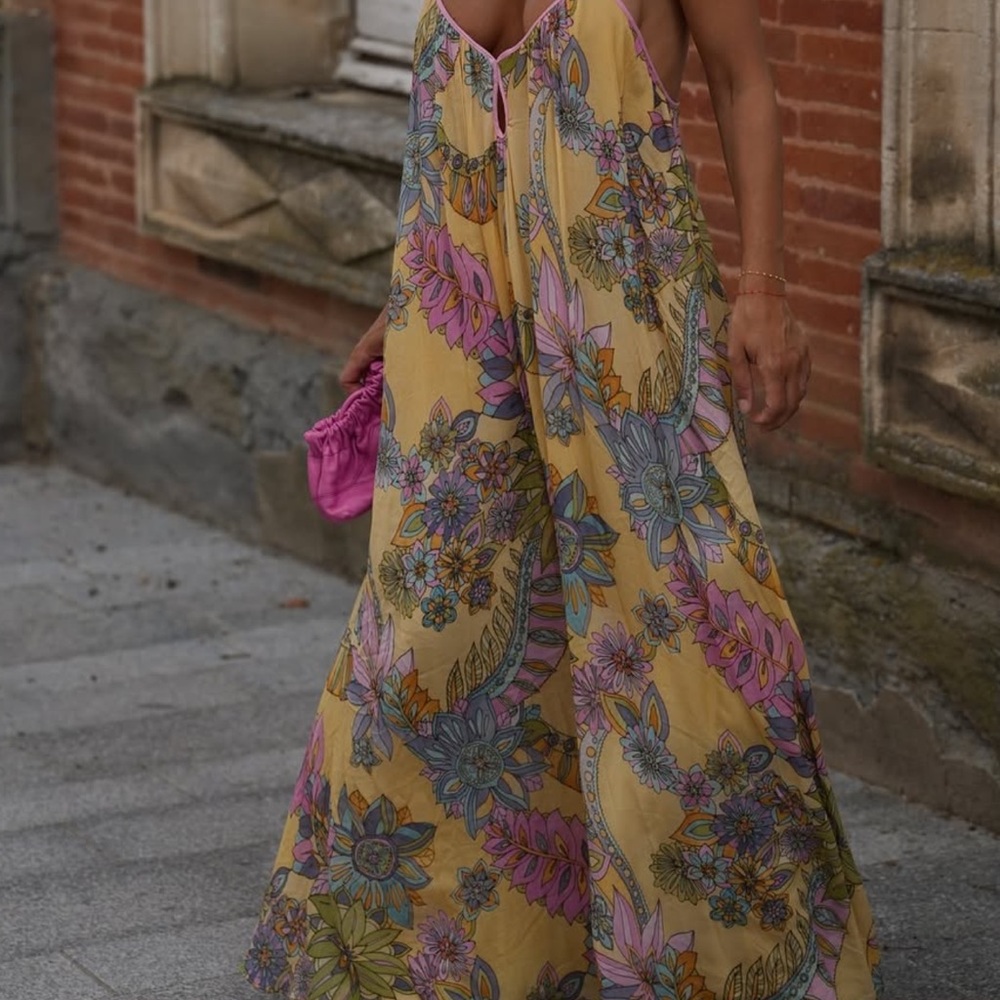 Zara Yellow Floral Maxi Dress - Picture 4 of 9